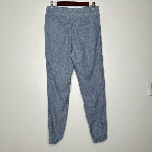 Athleta Cabo Linen Jogger Pants Size 8 Blue Drawstring Pockets 530642 - Picture 2 of 10
